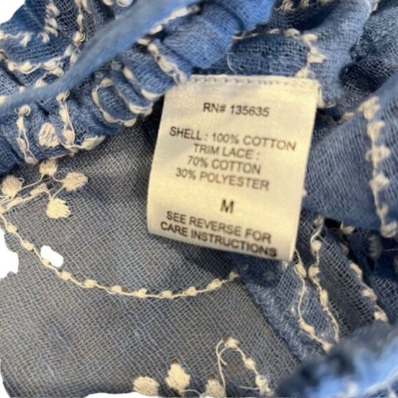 NWT Love Sam Blue Sail Embroidered and Crocheted Boho Top with Tassels Size Med - Picture 9 of 14